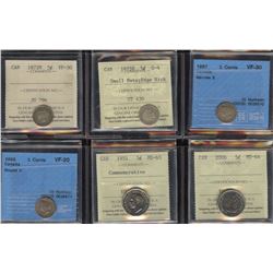 Graded Lot of 6 Five Cents