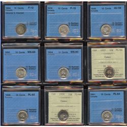 Graded Lot of 21 Ten Cents