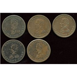 Lot of Five Wellington Tokens, Breton 979.