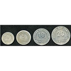 Lot of Four HBC Labrador District Tokens.