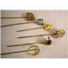 Image 1 : A GROUP OF SIX YELLOW GOLD STICK PINS