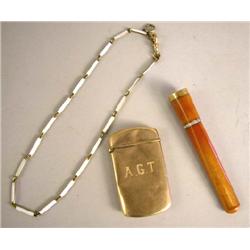 A 14K YELLOW GOLD MATCH SAFE
