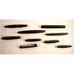 NINE YELLOW GOLD BLACK JET MOUNTED BAR PINS