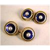 Image 1 : A YELLOW GOLD AND BLUE ENAMEL CIRCULAR DOUBLE HEADED CUFFLINK SET