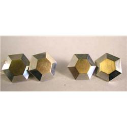 A PAIR OF CARTIER 18K WHITE & YELLOW GOLD HEXAGONAL SHAPE DOUBLE HEADED CUFFLINKS
