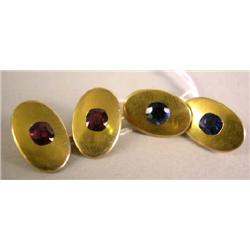 A PAIR OF YELLOW GOLD DOUBLE HEADED OVAL CUFFLINKS