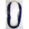 Image 1 : A FIFTEEN STRAND LAPIS LAZULI BEADED NECKLACE WITH STERLING SILVER CLASP
