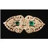 Image 1 : A DIAMOND, EMERALD, 18 KT WHITE GOLD, AND PLATINUM ART DECO BROOCH