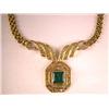 Image 1 : A 14K YELLOW GOLD, DIAMOND & EMERALD NECKLACE