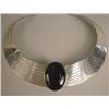 Image 1 : A SIGNED STERLING SILVER WITH CENTER OVAL ONYX COLLAR