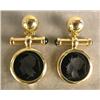 Image 1 : A PAIR OF 14K YELLOW GOLD INTAGLIO ONYX EARRINGS
