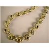 Image 1 : A 14K YELLOW GOLD SCROLL LINK NECKLACE WITH CIRCULAR GEMSTONES