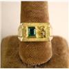 Image 1 : AN 18K YELLOW GOLD AND EMERALD ASIAN MOTIF RING