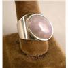 Image 1 : A STERLING SILVER WITH ROSE QUARTZ OVAL GEOMETRIC RING