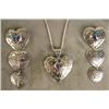 Image 1 : A MEXICAN STERLING SILVER HEART-FORM PENDANT WITH CHAIN AND MATCHING EARRINGS