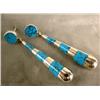 Image 1 : A PAIR OF 950 MEXICAN SILVER AND TURQUOISE INLAY EARRINGS