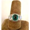 Image 1 : A PLATINUM DIAMOND AND EMERALD FILIGREE RING