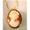 Image 1 : A CARVED SHELL CAMEO PENDANT/BROOCH ON CHAIN