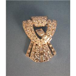 A TIFFANY & CO. PLATINUM AND DIAMOND ART DECO SINGLE CLIP BROOCH
