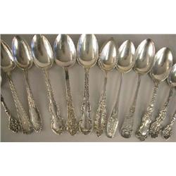 A GROUP OF GORHAM STERLING SILVER TEASPOONS IN VARIOUS PATTERNS