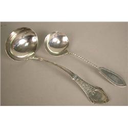 AN AMERICAN COIN SILVER PUNCH LADLE
