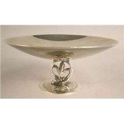 A TIFFANY & CO. MAKERS STERLING SILVER DOLPHIN-FORM STANDARD TAZZA