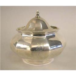 A SCHIEBLER STERLING SILVER TWELVE-SIDED POWDER JAR WITH LID