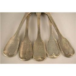 A SET OF EIGHTEEN SAMUEL KIRK (MARKED S.K.11OZ, BALTIMORE 1815) AMERICAN SILVER FORKS