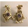 Image 1 : A PAIR OF 14K YELLOW GOLD, AMETHYST AND PEARL EARRINGS