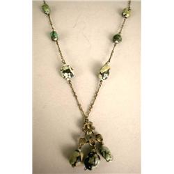 A HENRY DEKUIJER GOLD HARD STONE AND PEARL NECKLACE