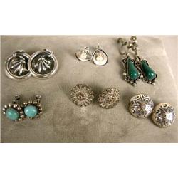 SIX PAIRS OF STERLING SILVER EARRINGS