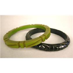 TWO BAKELITE CARVED BRACELETS