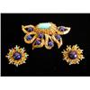 Image 1 : A MARIANNE OSTIER 18K YELLOW GOLD, LAPIS LAZULI AND TURQUOISE BROOCH