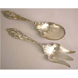 A REED & BARTON "LOVE DISARMED" PATTERN STERLING SILVER SALAD FORK & SPOON