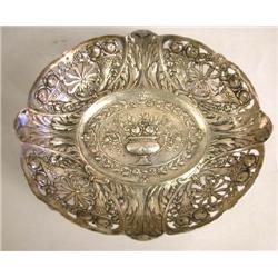 A FRENCH SILVER OVAL RETICULATED AND HEAVILY CHASED CENTERPIECE BOWL