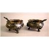 Image 1 : A PAIR OF ENGLISH STERLING SILVER MAPPIN & WEBB MASTER SALTS WITH SALT SPOONS, 2-1/4"dia., apx. 5 T.