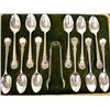 Image 1 : A GROUP OF TWELVE SILVER-PLATED COFFEE SPOONS AND A PAIR OF SUGAR TONGS