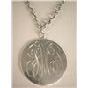 Image 1 : AN ALLEN ADLER HANDMADE LARGE STERLING SILVER CIRCULAR MONOGRAMMED DISK PENDANT ON CHAIN