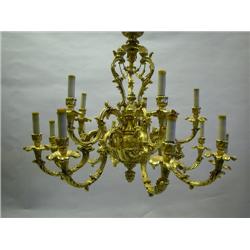 A LOUIS XIV STYLE GILT BRONZE FIFTEEN-LIGHT CHANDELIER