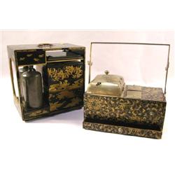 TWO CHINESE LACQUER TRAVELING BOXES
