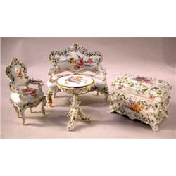 A MEISSEN STYLE PORCELAIN SEATING SUITE