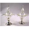 Image 1 : A PAIR OF COVERED GLASS COMPOTES WITH SILVER BASE