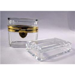 TWO COLORLESS GLASS COVERED BOXES