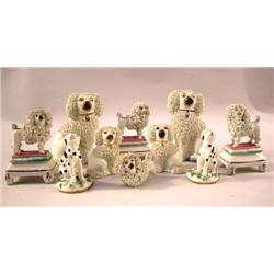 A GROUP OF ASSORTED STAFFORDSHIRE MINIATURE DOGS