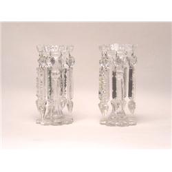 THREE COLORLESS CUT GLASS LUSTRES