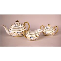 A THREE PIECE ENGLISH PORCELAIN TEA SERVICE