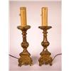 Image 1 : A PAIR OF BAROQUE STYLE GILTWOOD CANDLESTICK LAMPS