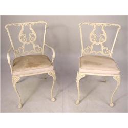 AN EIGHT PIECE WHITE PAINTED GARDEN FURNITURE SET