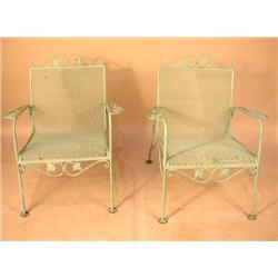 A GROUP OF BLUE PAINTED WROUGHT-IRON GARDEN FURNITURE