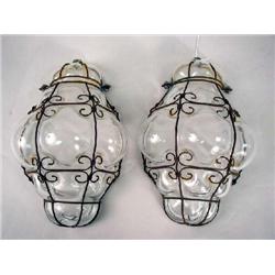 A SET OF FROSTED GLASS WALL SCONCE SHADES